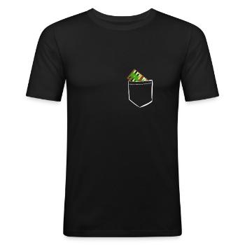 Pocket Backgammon Tasche Brettspiele Geschenke - Männer Slim Fit T-Shirt - Schwarz - Vorne - Nik (191cm)