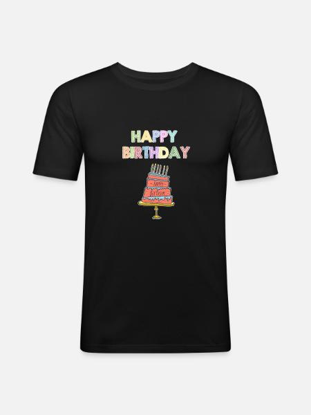 Happy Birthday Shirt Enfants - T-shirt près du corps Homme - noir