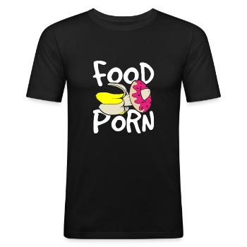 Nourriture porno - T-shirt près du corps Homme - noir - Devant - Nik (191cm)