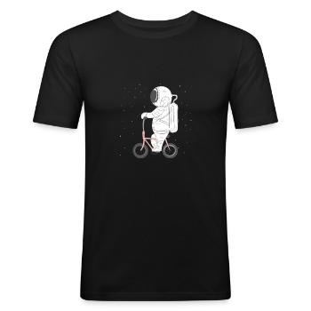 Astronaut Fahrrad Bike Radfahren Galaxy Geschenk - Männer Slim Fit T-Shirt - Schwarz - Vorne - Nik (191cm)