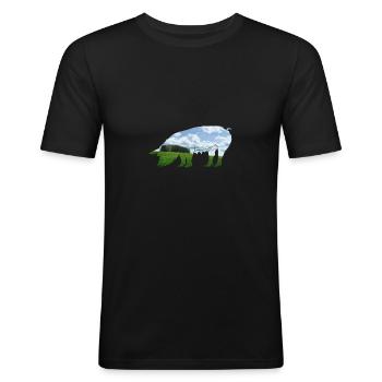 Motif cochon cool comme idée cadeau - T-shirt près du corps Homme - noir - Devant - Nik (191cm)