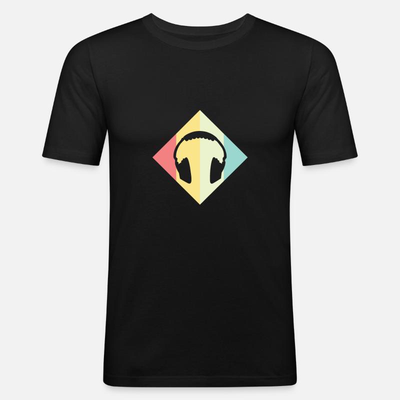 Kopfhörer - Männer Slim Fit T-Shirt - Schwarz