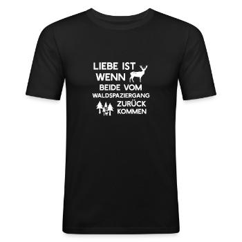Liebe ist, wenn beide vom Waldspaziergang zurück - Männer Slim Fit T-Shirt - Schwarz - Vorne - Nik (191cm)