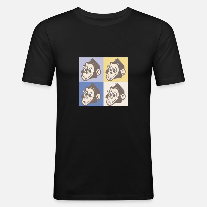 Pop Art Affe - Männer Slim Fit T-Shirt - Schwarz
