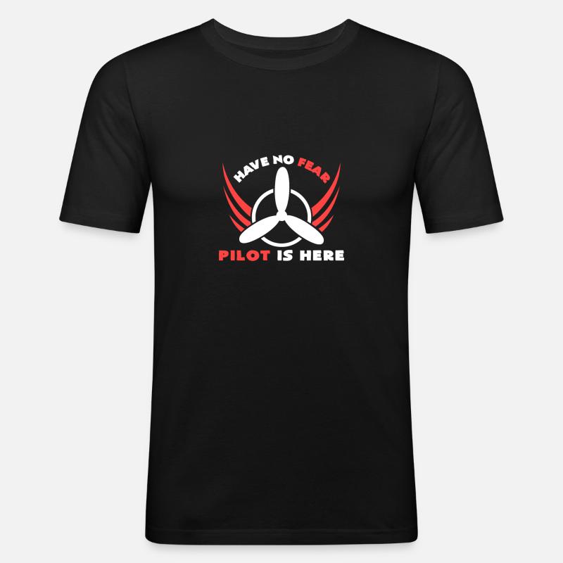 Pilot - Männer Slim Fit T-Shirt - Schwarz