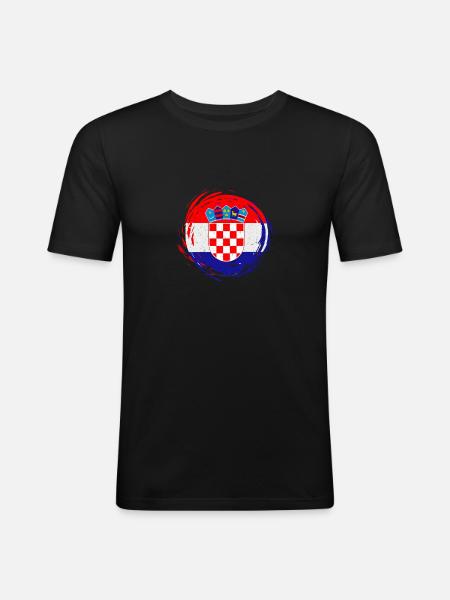 Kroatien - Männer Slim Fit T-Shirt - Schwarz