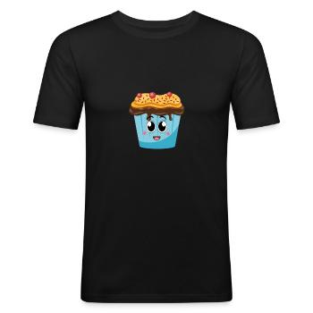 Nettes lächelndes Kuchen-T-Shirt Blau, lustiger Kuchen - Männer Slim Fit T-Shirt - Schwarz - Vorne - Nik (191cm)