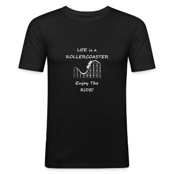 Enjoy Life Joie de vivre Rollercoaster - Men's Slim Fit T-Shirt - black - Front - Nik (191cm)