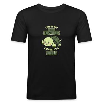 Turtle & turtle todo covering - Men's Slim Fit T-Shirt - black - Front - Nik (191cm)