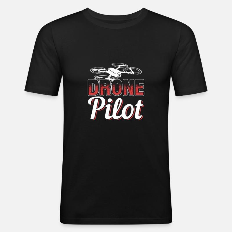 Drone Pilot - Männer Slim Fit T-Shirt - Schwarz
