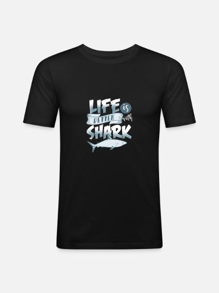 requin - T-shirt près du corps Homme - noir