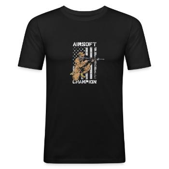 Airsoft - T-shirt près du corps Homme - noir - Devant - Nik (191cm)