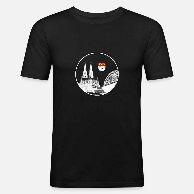 Kölner Dom - Männer Slim Fit T-Shirt - Schwarz