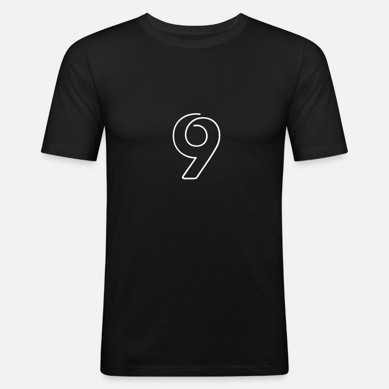 9 - Männer Slim Fit T-Shirt - Schwarz