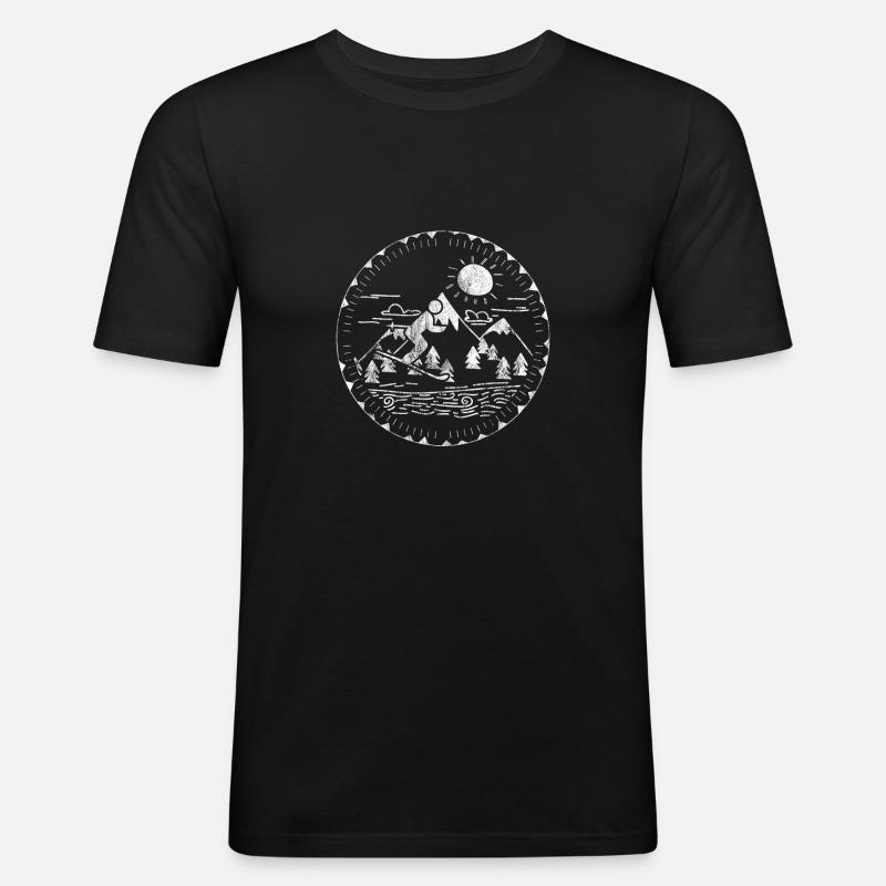 Ski - Männer Slim Fit T-Shirt - Schwarz