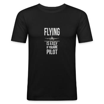 Flugzeug - Männer Slim Fit T-Shirt - Schwarz - Vorne - Nik (191cm)