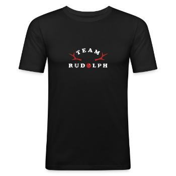Team Rudolph Weihnachtsfeier Gruppenshirt - Männer Slim Fit T-Shirt - Schwarz - Vorne - Nik (191cm)