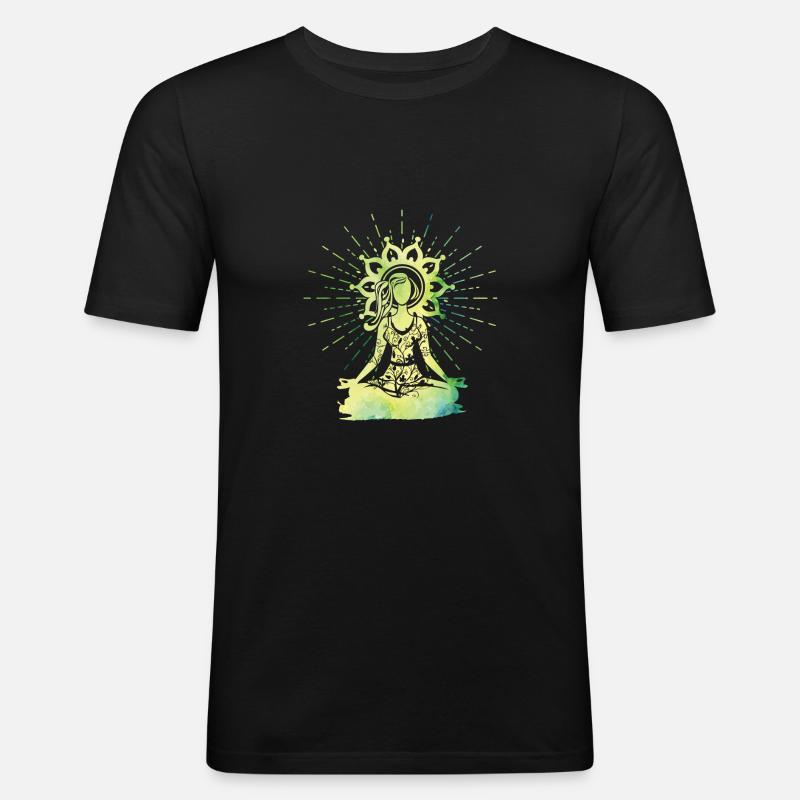 yoga - Männer Slim Fit T-Shirt - Schwarz