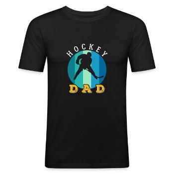 Hockey Dad Retro Style - Männer Slim Fit T-Shirt - Schwarz - Vorne - Nik (191cm)