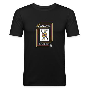 Canasta Design Geschenk für Kartenspieler und - Männer Slim Fit T-Shirt - Schwarz - Vorne - Nik (191cm)