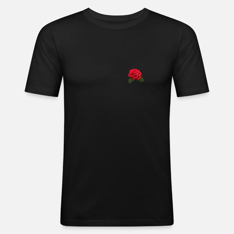 Rote Rosen-Design-Geschenkidee - Männer Slim Fit T-Shirt - Schwarz