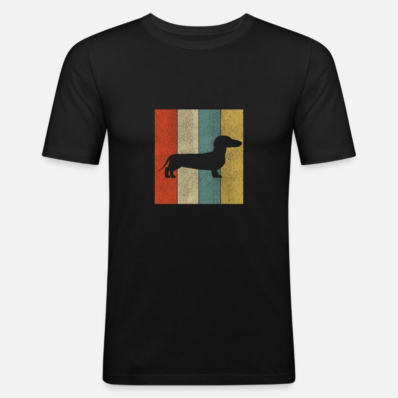 Dachshund Dackel Teckel Geschenk Hund - Männer Slim Fit T-Shirt - Schwarz