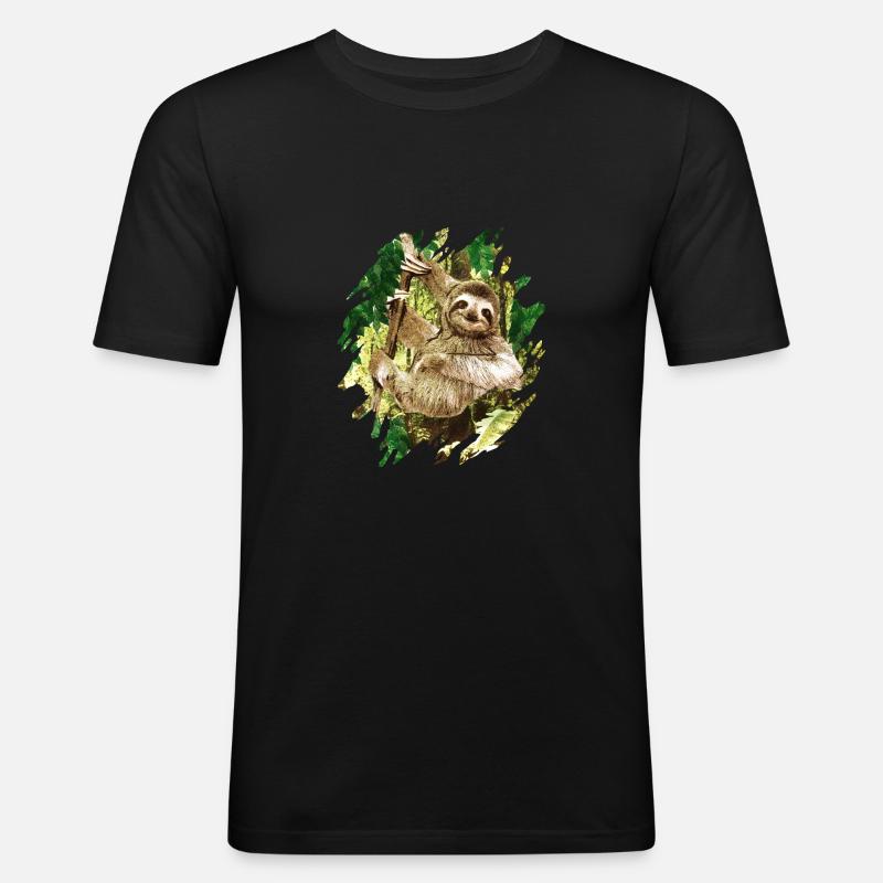 Sloth with jungle background - Men's Slim Fit T-Shirt - black