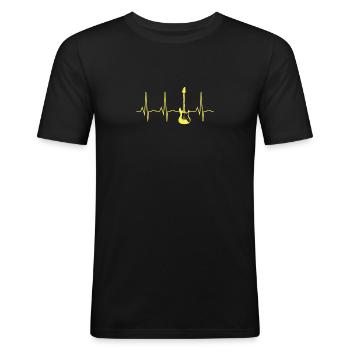 Basgitaar Heartbeat Basgitaar Basbassist - Mannen slim fit T-shirt - zwart - Voor - Nik (191cm)