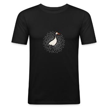 Grue Grue oiseau migrateur cadeau oiseau Grus grus - T-shirt près du corps Homme - noir - Devant - Nik (191cm)