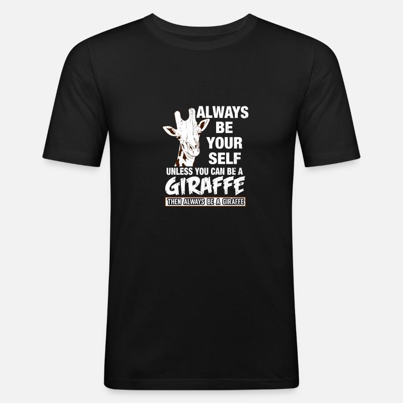 Giraffe - Männer Slim Fit T-Shirt - Schwarz