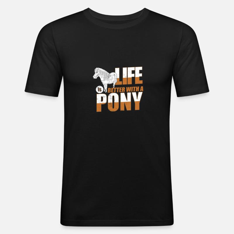 Pony - Männer Slim Fit T-Shirt - Schwarz