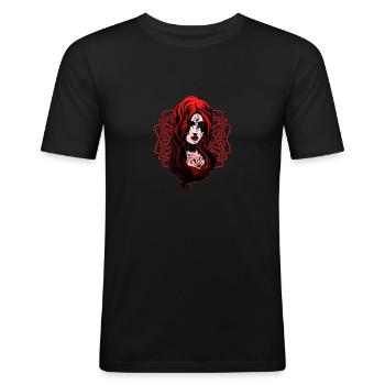 dame - Herre Slim Fit T-Shirt - sort - Foran - Nik (191cm)
