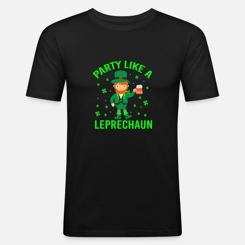 PARTY LIKE A LEPRECHAUN - Männer Slim Fit T-Shirt - Schwarz