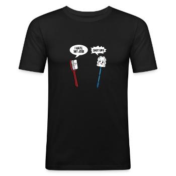 Toothbrush Toilet Toilet Toilet Funny Gift - Men's Slim Fit T-Shirt - black - Front - Nik (191cm)