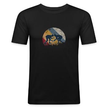 Wrestling Ringen Ringer Geschenk Vater Vatertag - Männer Slim Fit T-Shirt - Schwarz - Vorne - Nik (191cm)