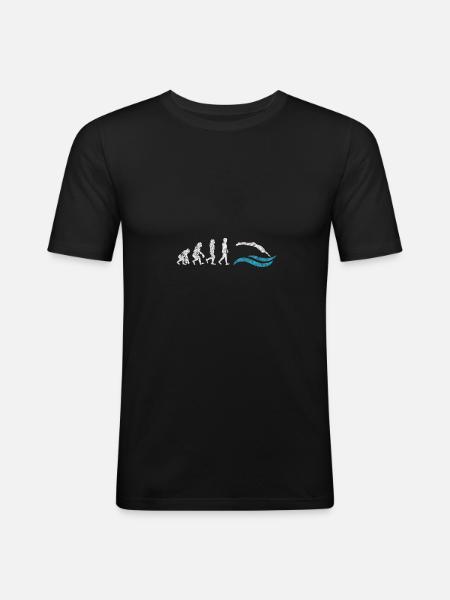 Nageur evolution singe cadeau saut - T-shirt près du corps Homme - noir