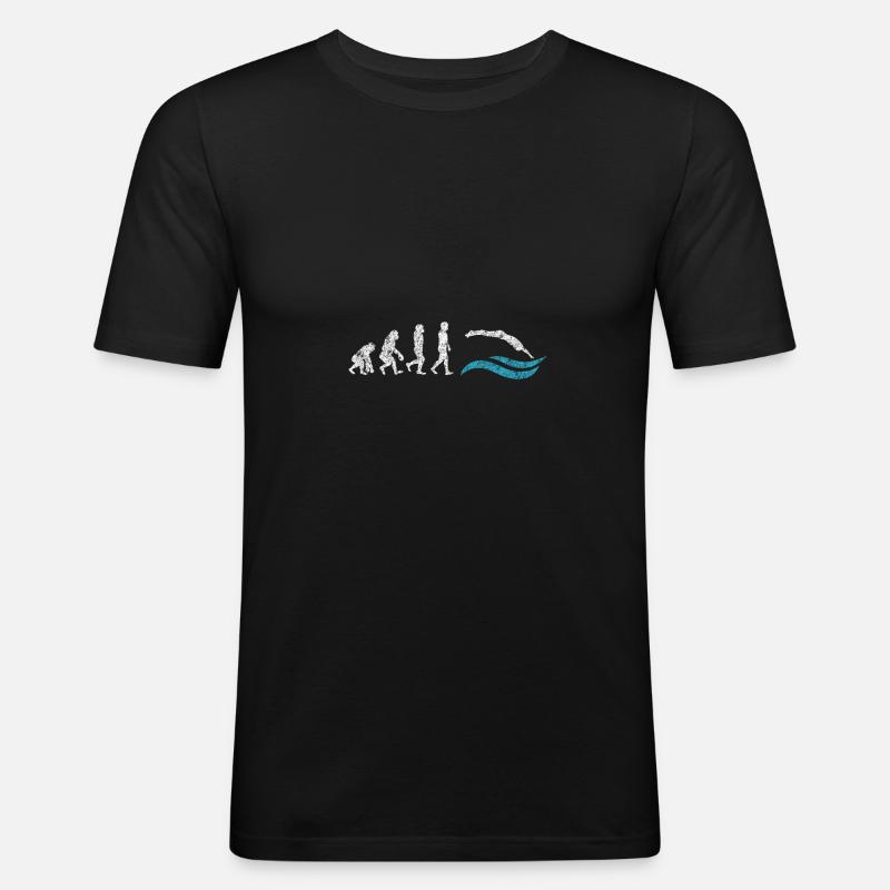 Schwimmer Evolution Affe Geschenk Sprung - Männer Slim Fit T-Shirt - Schwarz