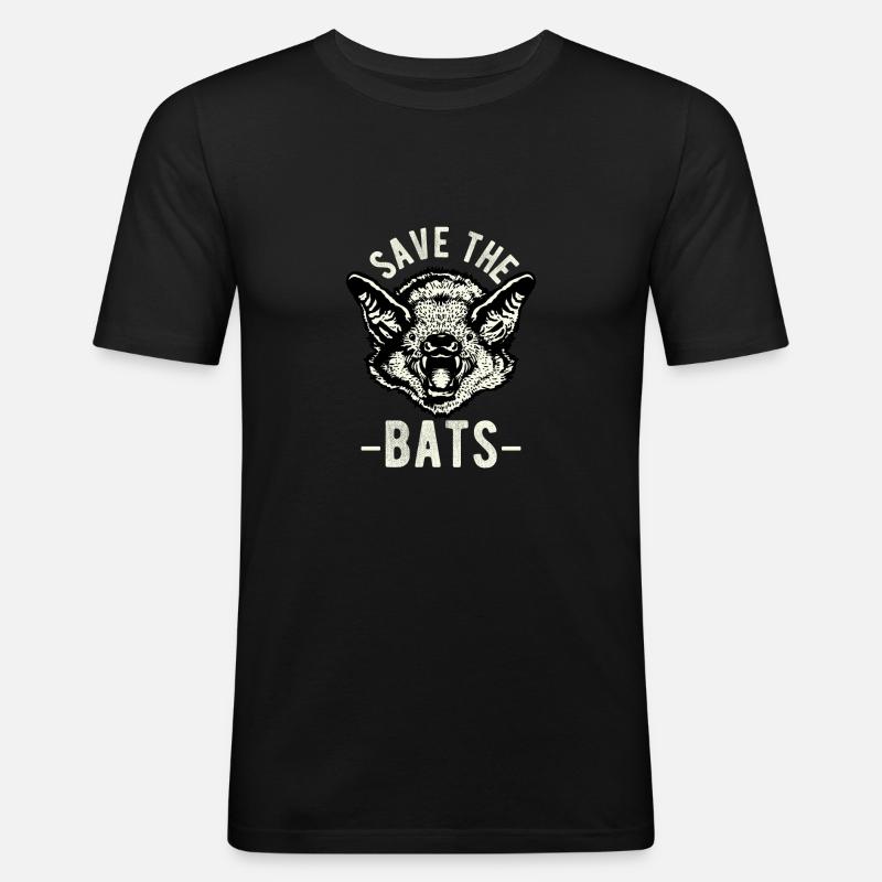 Save The Bats Tier Geschenkidee - Männer Slim Fit T-Shirt - Schwarz