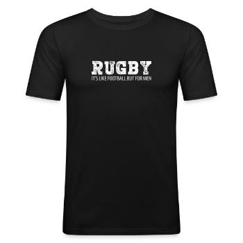 Rugby - Männer Slim Fit T-Shirt - Schwarz - Vorne - Nik (191cm)