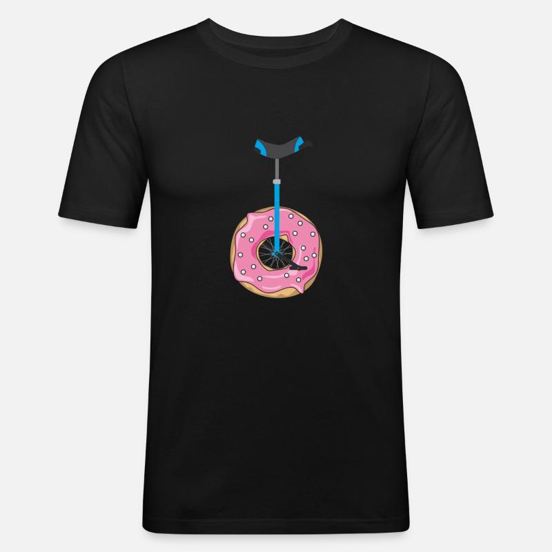 Donut Einrad - Männer Slim Fit T-Shirt - Schwarz