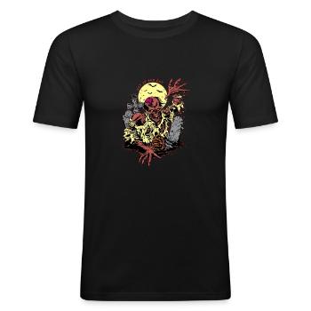Zombie au cimetière - T-shirt près du corps Homme - noir - Devant - Nik (191cm)