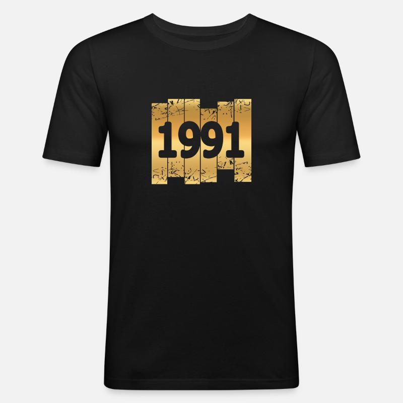1991 - Männer Slim Fit T-Shirt - Schwarz