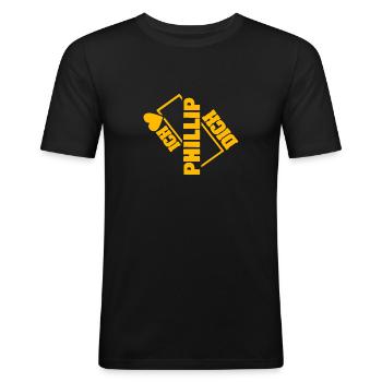 Dear Phillip, - Men's Slim Fit T-Shirt - black - Front - Nik (191cm)