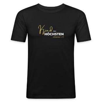 Kind des Höchsten - Johannes 1,12 - Männer Slim Fit T-Shirt - Schwarz - Vorne - Nik (191cm)