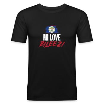 Drapeau du Belize Bélizien - T-shirt près du corps Homme - noir - Devant - Nik (191cm)