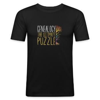 Généalogie Généalogie Généalogiste - T-shirt près du corps Homme - noir - Devant - Nik (191cm)