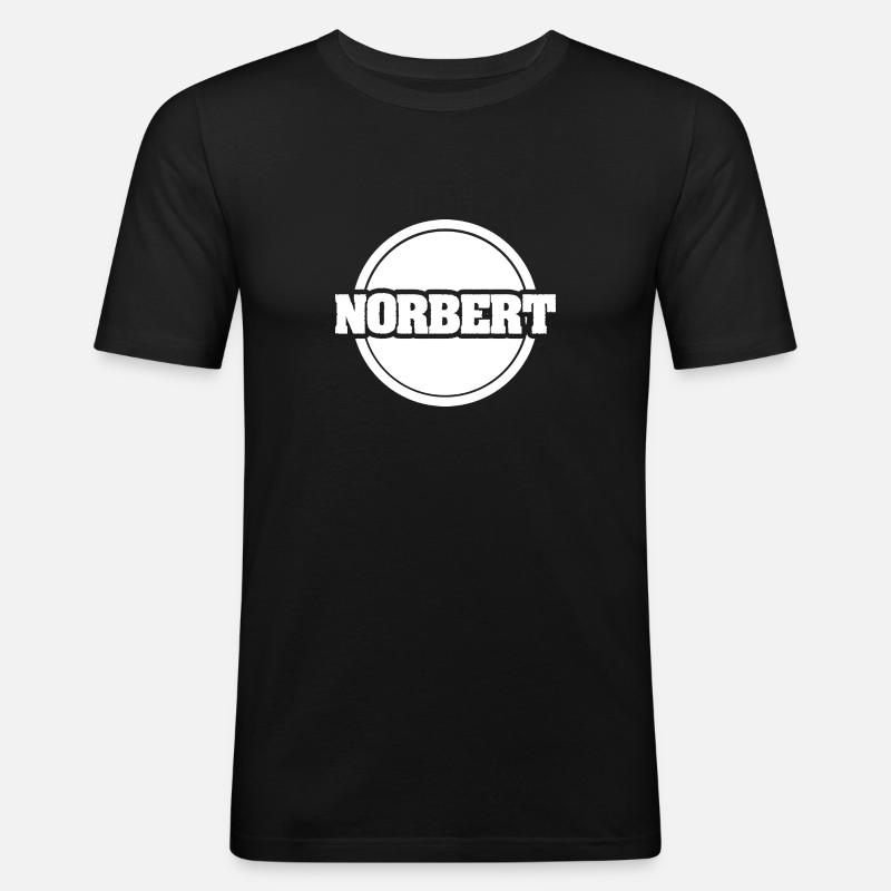 Vorname Norbert - Männer Slim Fit T-Shirt - Schwarz