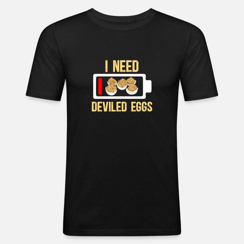 Gefüllte Eier Deviled Eggs - Männer Slim Fit T-Shirt - Schwarz