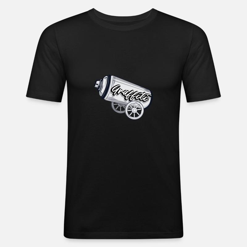 Graffiti Spraydose - Männer Slim Fit T-Shirt - Schwarz