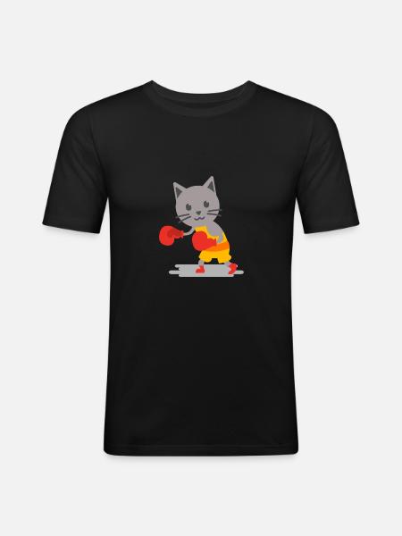 Boxing cat - Men's Slim Fit T-Shirt - black